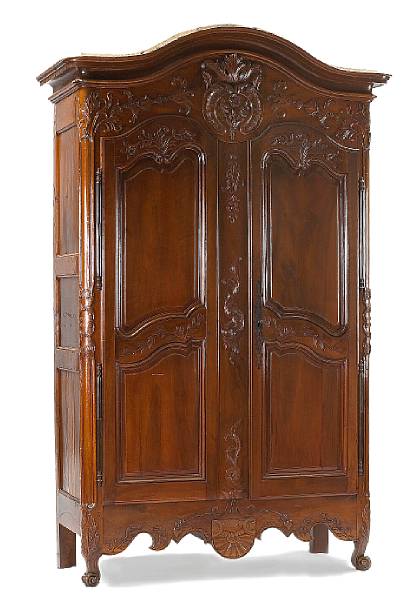 Appraisal: A Louis XV walnut armoire mid th century The cavetto