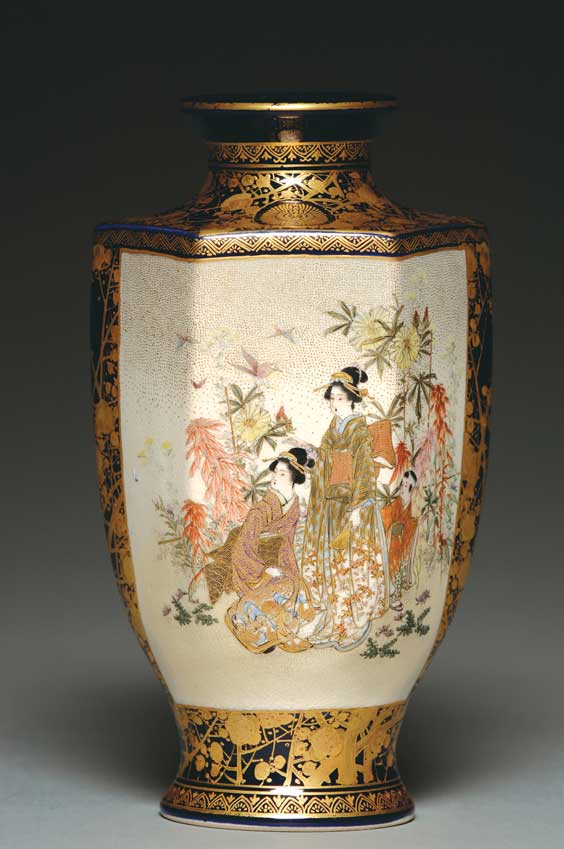 Appraisal: FINE SATSUMA VASE Elaborately detailed Japanese Kinkozan School Satsuma vase