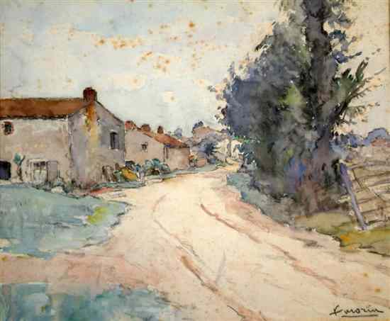 Appraisal: Fernand Morin watercolour French village scene signed x in Estimate