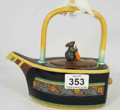 Appraisal: Minton Majolica Character Tea Pot Cat and Mouse Limited Edition