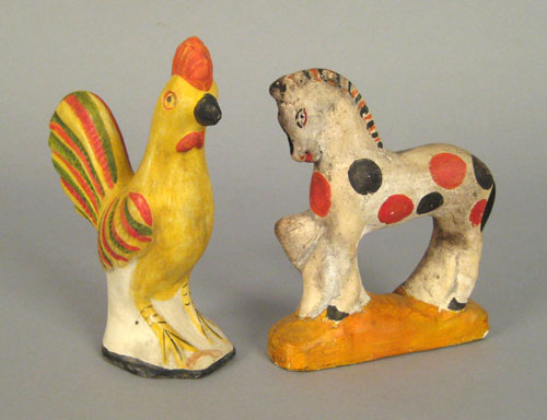 Appraisal: Two chalk figures late th c of a rooster and