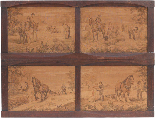 Appraisal: Arts amp Crafts framed tapestries pair rural scenes in original