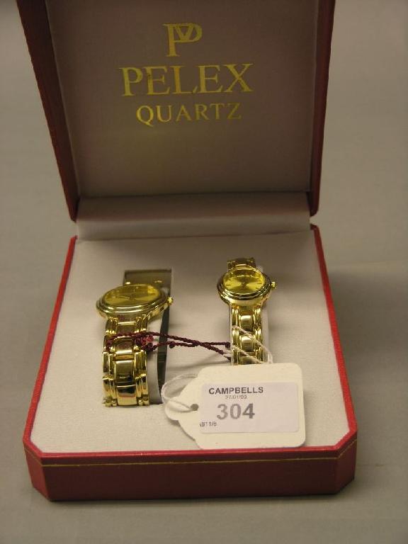 Appraisal: A pair of Pelex quartz wristwatches lady's and gent's cased