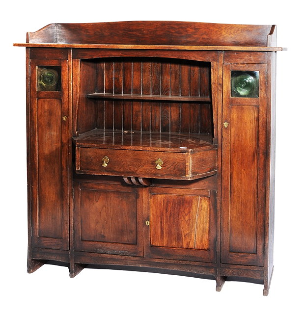 Appraisal: A LIBERTY CO HATHAWAY OAK SIDEBOARD with two tall cupboard