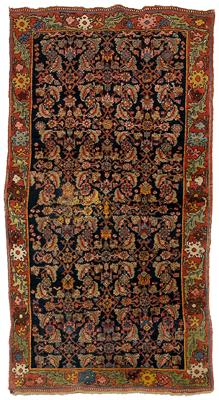 Appraisal: Bijar rug overall designs on dark blue field orange red