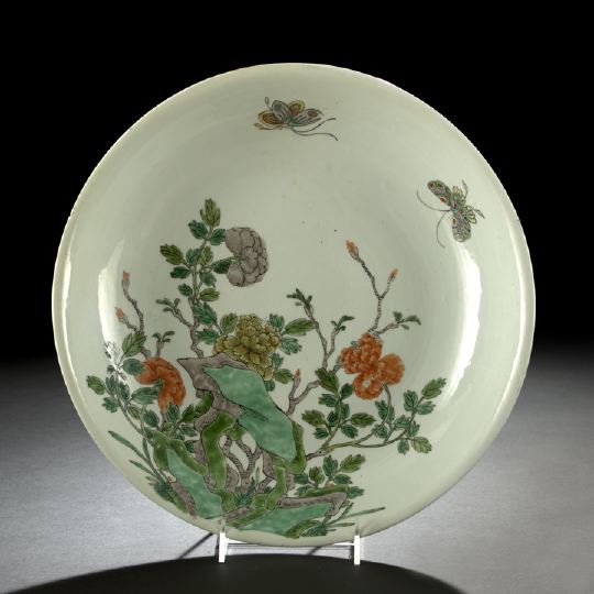 Appraisal: Fine Large Chinese Famille Verte Porcelain Saucer Dish Kangxi Reign