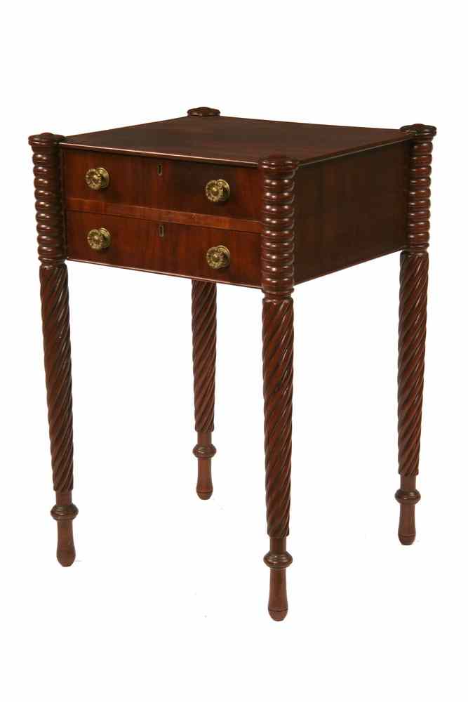 Appraisal: WORK TABLE - Sheraton Mahogany Work Table coastal New England