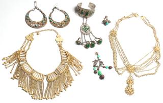 Appraisal: Costume Jewelry Pieces Comprising two adjustable gold-tone necklaces longest pair