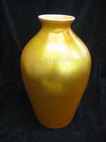 Appraisal: Durand Art Glass Vase golden iridescent '' drilled for lamp