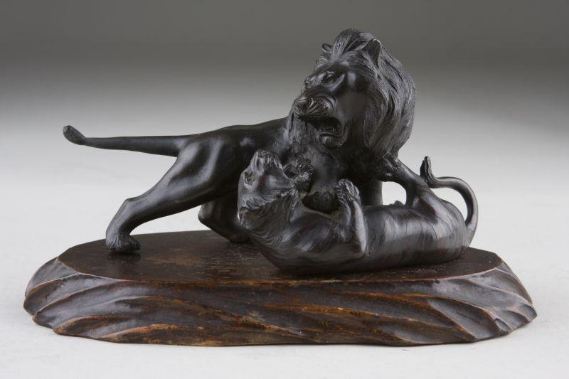 Appraisal: Fine Figural Study Bronze ca of a lion and tiger