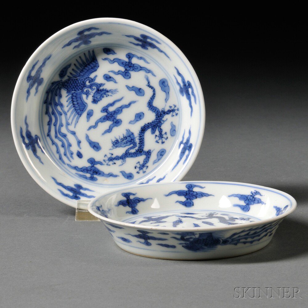 Appraisal: Two Small Blue and White Plates China th century decorated