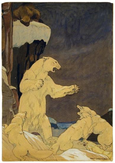 Appraisal: BULL Charles Livingston Original Painting of a Polar Bear Fighting