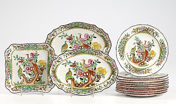 Appraisal: SPODE PEACOCK TABLEWARES British early th century thirteen pieces of