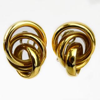 Appraisal: Vintage Italian Karat Yellow Gold Concentric Ring Design Earrings Stamped