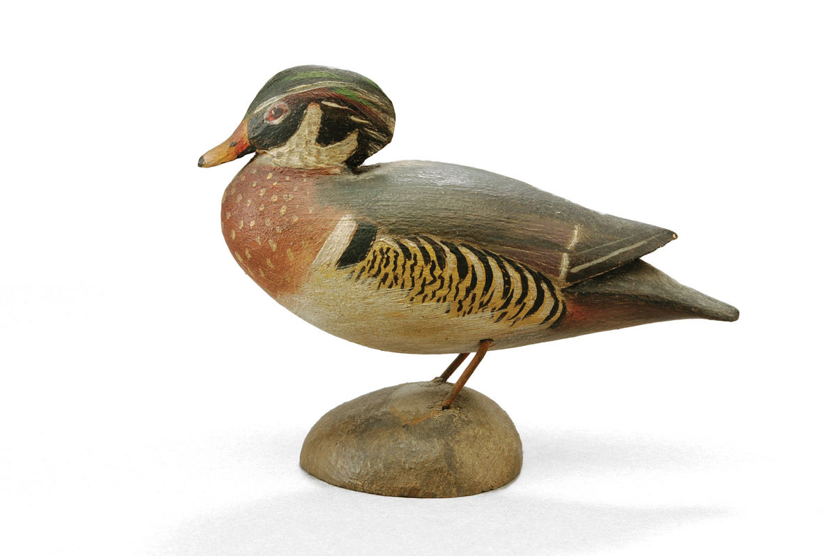 Appraisal: A ELMER CROWELL - CARVED AND PAINTED WOOD DUCK DRAKE