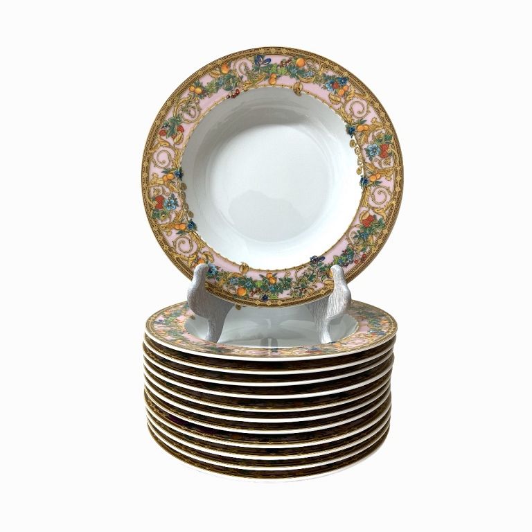 Appraisal: Versace Butterfly Garden Rim Soup Bowls Set Of Rosenthal Versace