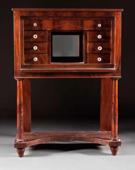 Appraisal: American Classical mahogany writing desk circa with seven-drawer interior with