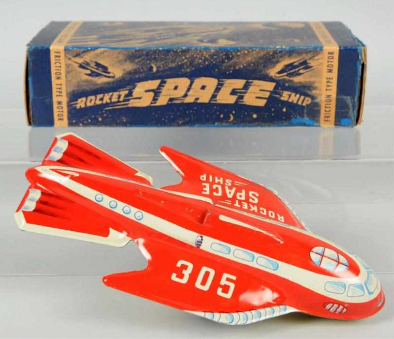 Appraisal: Tin Litho Rocket Space Ship Friction Toy American Made by