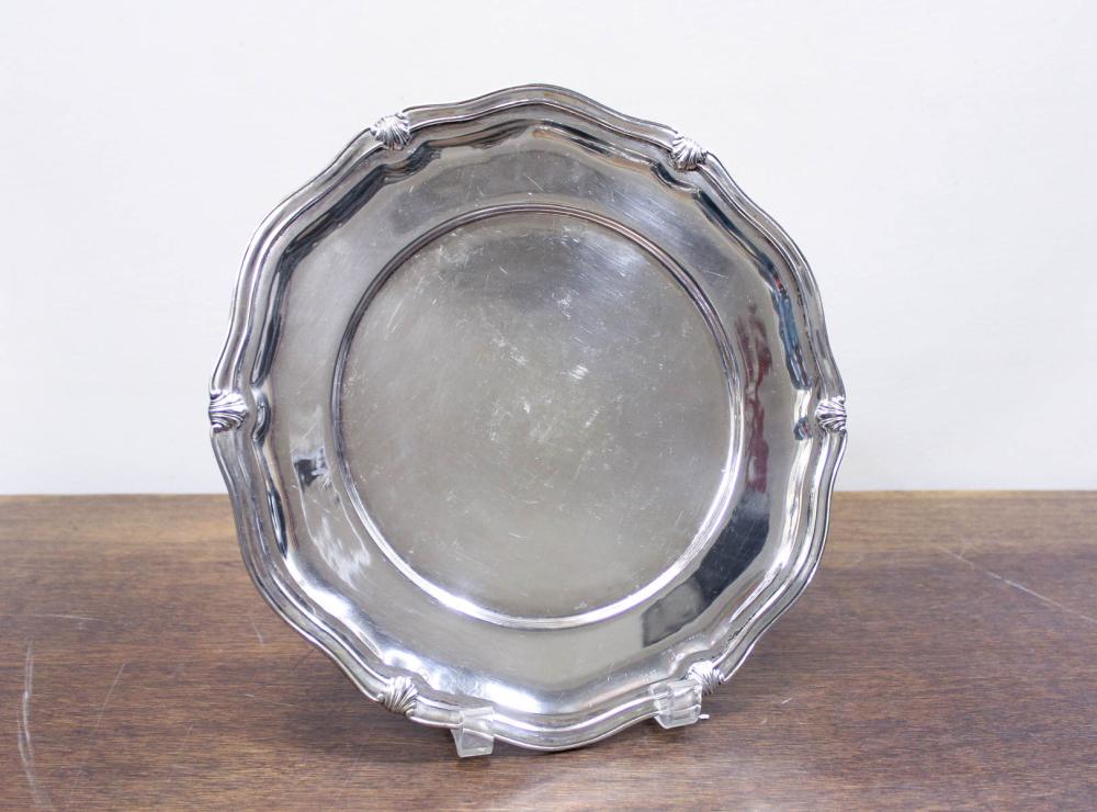 Appraisal: SOUTH AMERICAN STERLING SILVER TRAY circular form with scallop rim