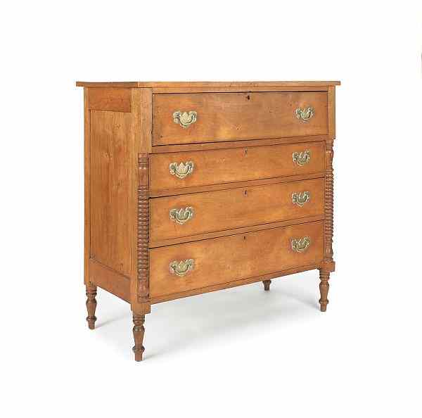 Appraisal: New England Sheraton birch chest of drawers ca h w