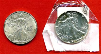 Appraisal: pieces United States of America dollar silver bullion in plastic