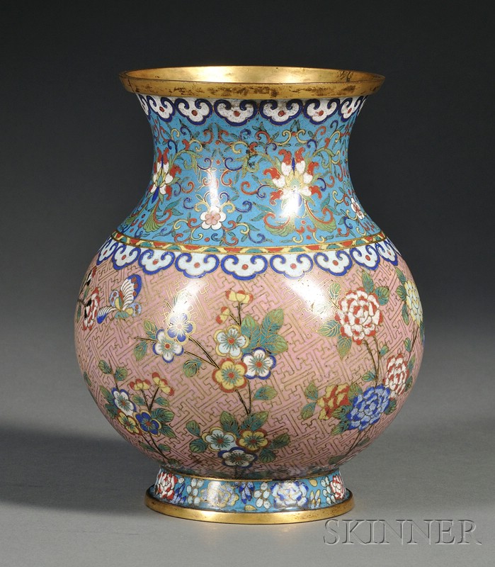 Appraisal: Cloisonne Vase China th century upper register with stylized lotus