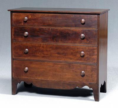 Appraisal: Tennessee cherry four-drawer chest four graduated dovetailed drawers with beaded