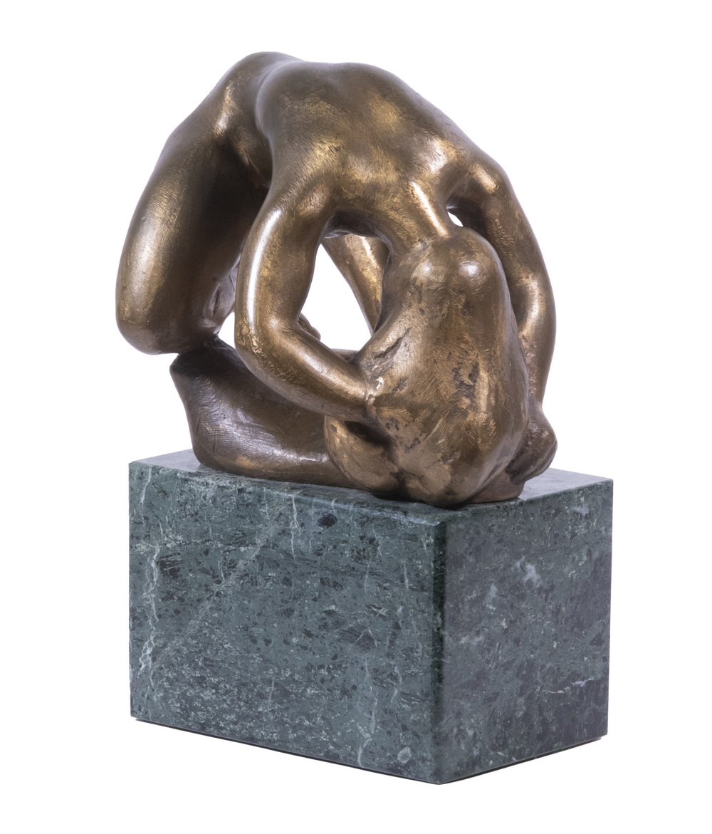 Appraisal: MODERNEST FRENCH SCHOOL BRONZE SCULPTURE ON GREEN MARBLE PLINTH Nude