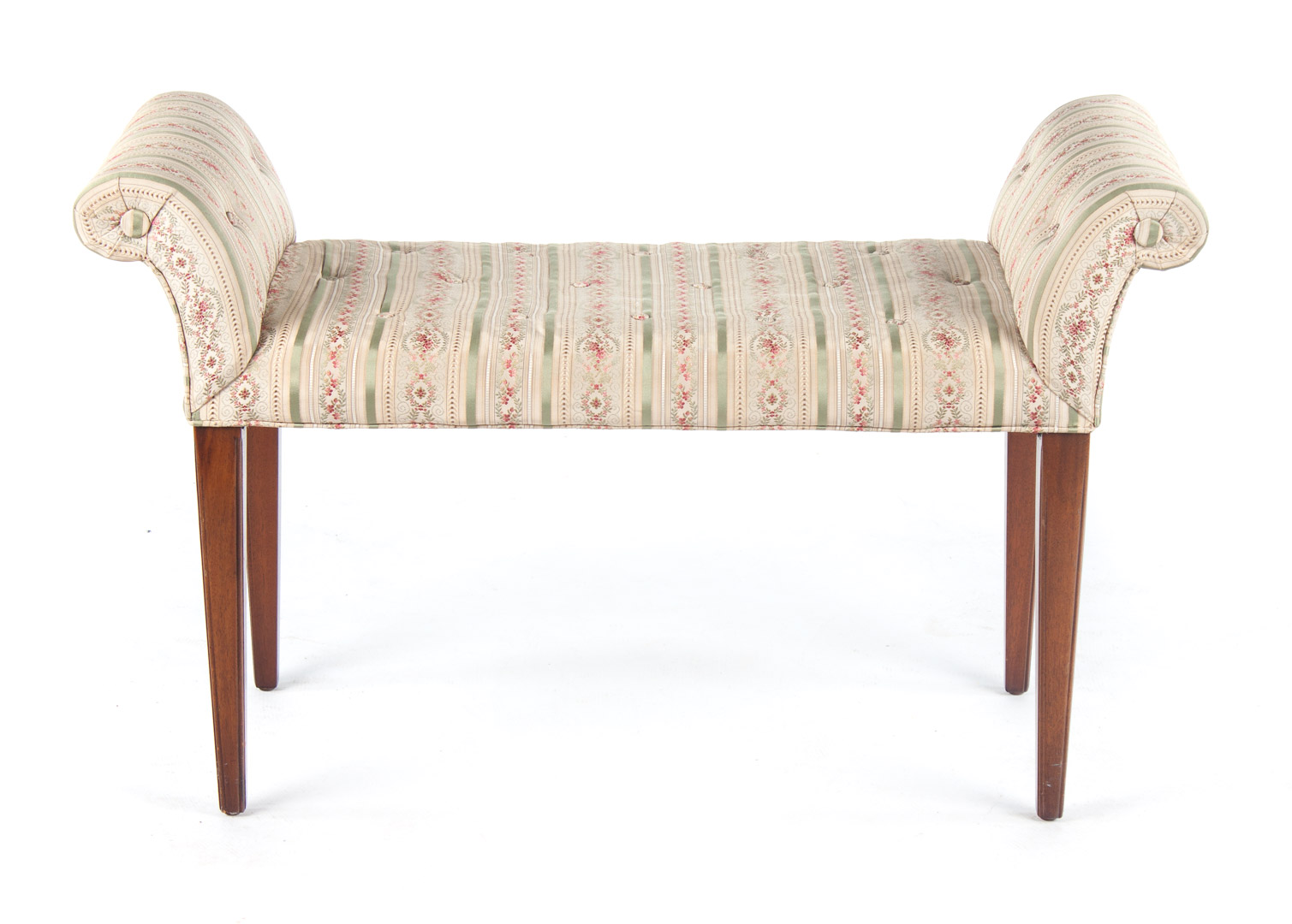 Appraisal: George III style mahogany upholstered window seat raised scrolled upholstered