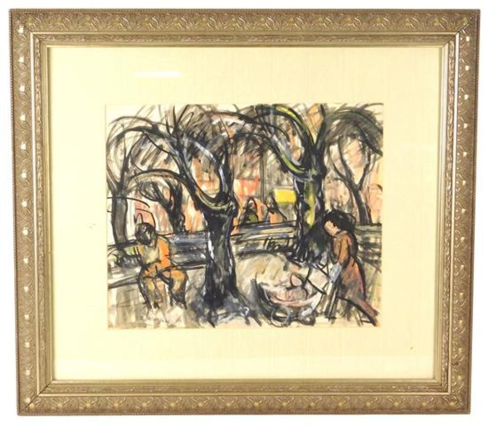 Appraisal: Rose Jacobson American - gouache on paper depicts Central Park