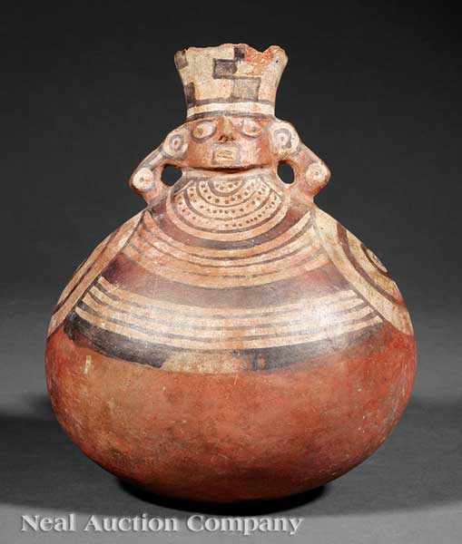 Appraisal: A Pre-Columbian Pottery Figural Vessel c - Huari globular body