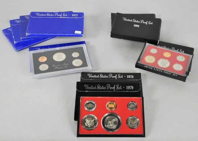 Appraisal: Ten Proof SetsDates include and Coins are in original mint