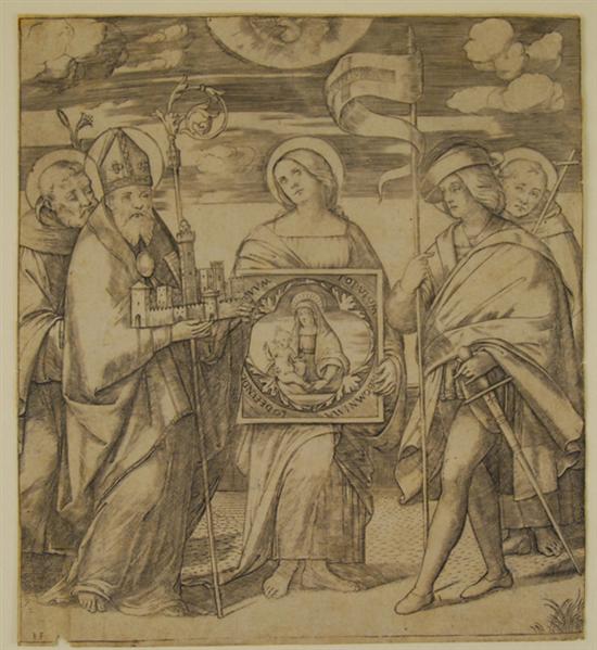 Appraisal: JACOPA GIACOMO RAIBOLINI FRANCIA Italian - FOUR SAINTS AND A