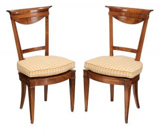 Appraisal: Pair Biedermeier Fruitwood Caned Side Chairs German or Austrian th