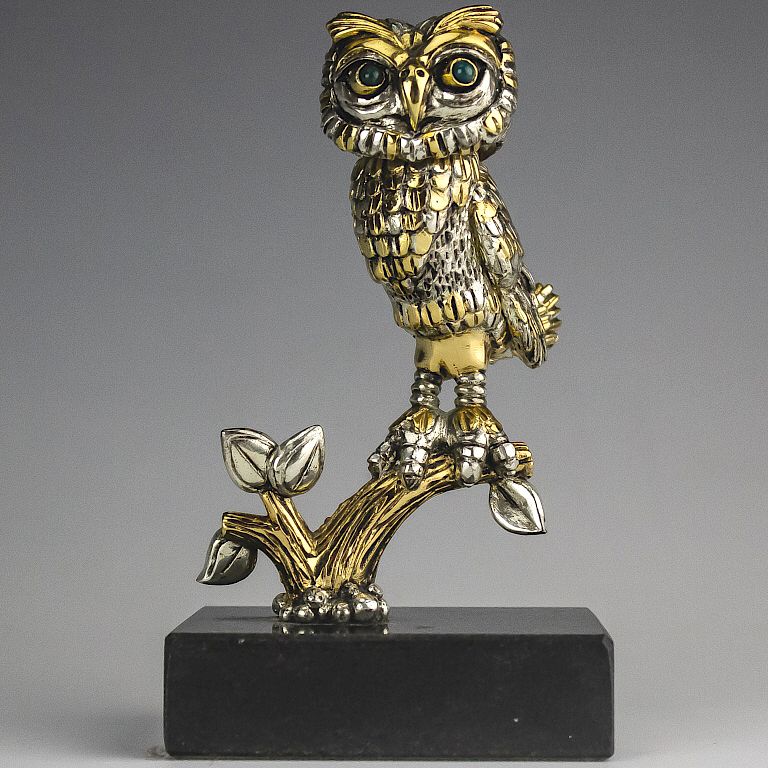 Appraisal: Frank Meisler b Israel Owl Bird Sculpture Authentic sculpture by