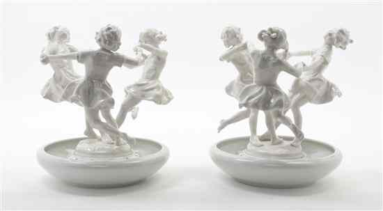 Appraisal: A Pair of Hutschenreuther Porcelain Figural Centerpiece Bowls each depicting