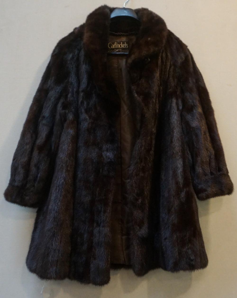 Appraisal: Garfinckels Brown Mink Coat Top of collar to bottom hem