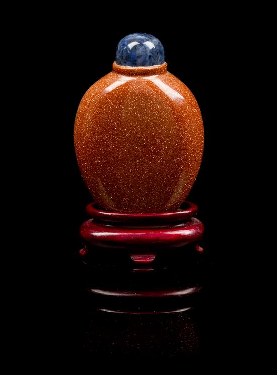 Appraisal: Sale Lot A Peking Glass Simulating Goldstone Snuff Bottle of