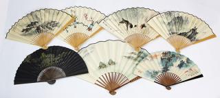 Appraisal: Box of Chinese Fan lot of Group of Chinese painted