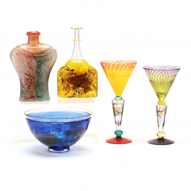 Appraisal: FIVE PIECES OF ARTIST DESIGNED GLASS FOR KOSTA BODA Contemporary