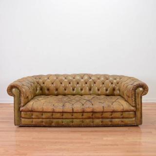 Appraisal: Victorian style leather chesterfield sofa th c h x w