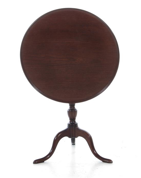 Appraisal: Georgian style mahogany tea table circa piecrust top turned pedestal