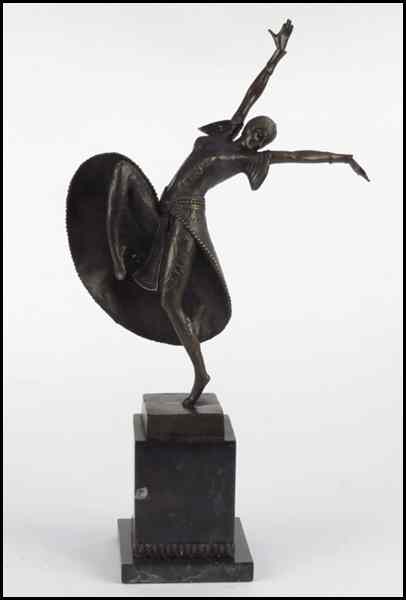 Appraisal: ART DECO STYLE BRONZE FEMALE FIGURE Raised on a ''