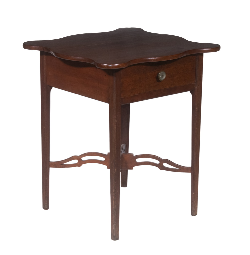 Appraisal: FEDERAL CHERRY STAND Very Fine circa Connecticut Serpentine Top Stand