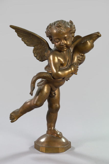 Appraisal: Large Italian Dark Gold-Patinated Bronze Figure of Putto with a