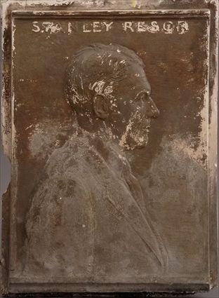 Appraisal: Chester Beach - Stanley Resor Plaster portrait plaque x in