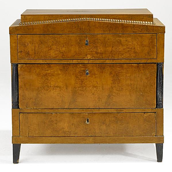 Appraisal: BIEDERMEIER COMMODEDesk section top over two drawers th c x