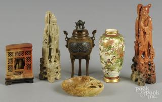 Appraisal: Chinese and Japanese decorative accessories to include four soapstone carvings