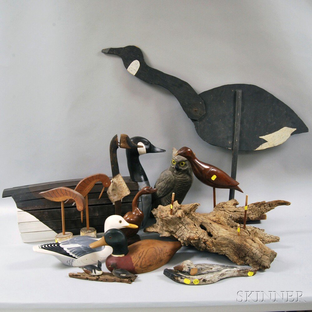 Appraisal: Group of Bird Carvings and Related Items th century including