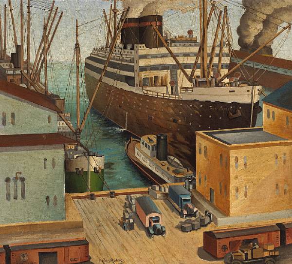 Appraisal: n a Miles Emil Holmes American - Docked Ships thought